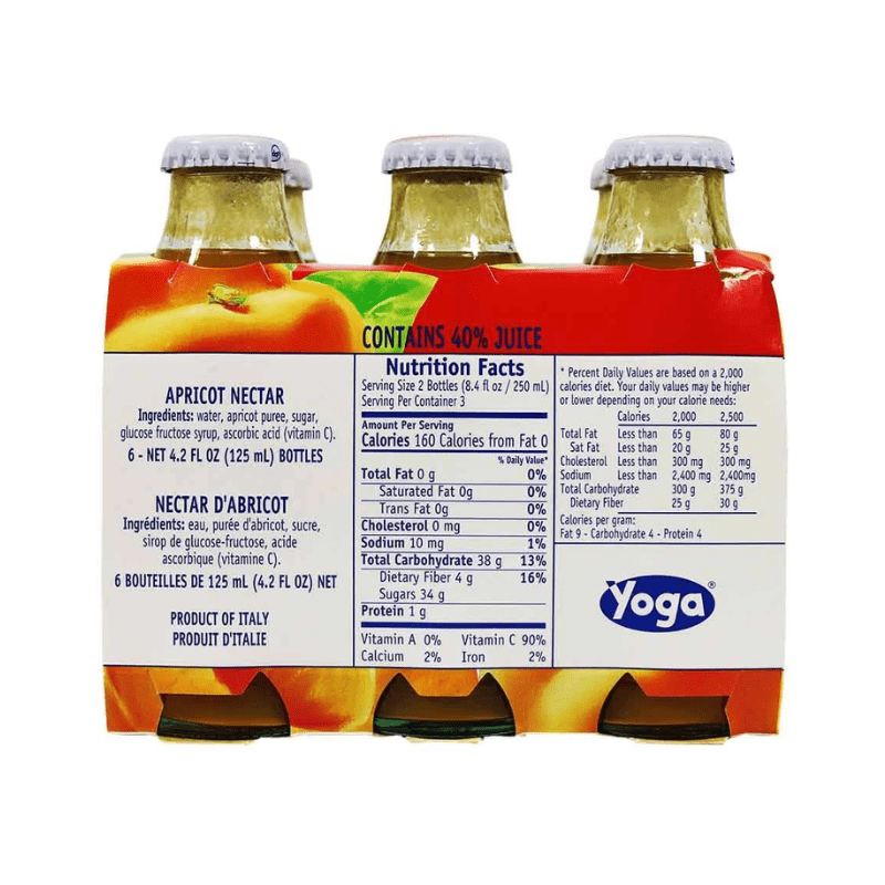 Yoga Apricot Nectar 6 Fruit Juice Bottle, 4.2 oz Beverages Yoga