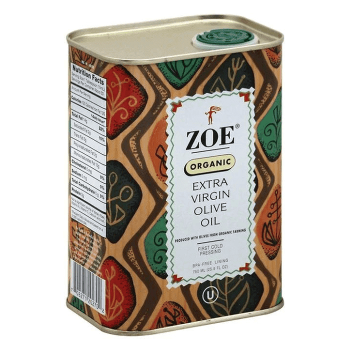ZOE Extra Virgin Olive Oil in Tin, 25.5 oz (750mL) Oil & Vinegar Zoe