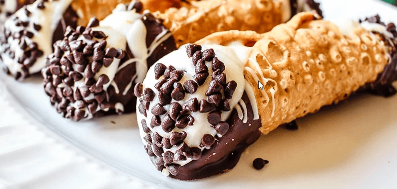 Italian cannoli dessert with mini chocolate chips