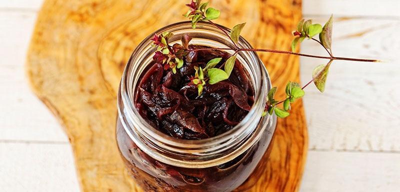Jar of dark red chutney