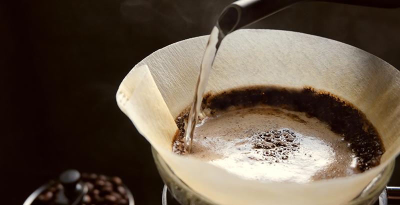 Coffee filter brewing ground coffee
