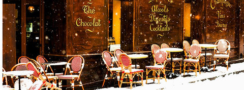 French cafe in the snow