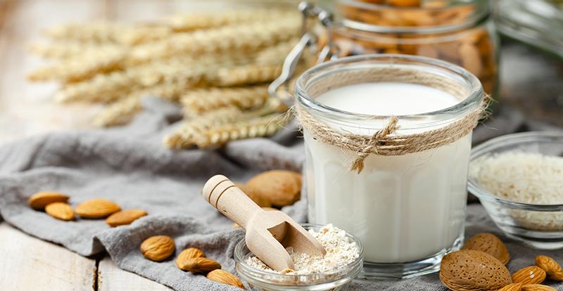 Oat milk and almond milk