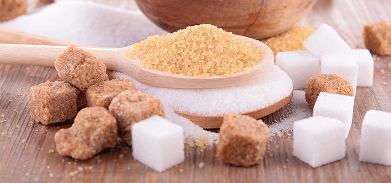 white cane sugar and brown sugar cubes