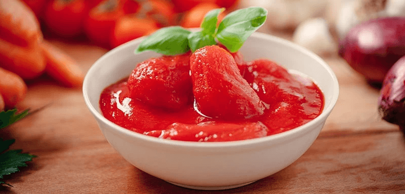 Bowl of whole peeled tomatoes