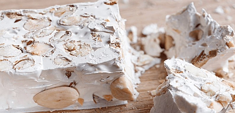 White torrone Italian nougat with almonds