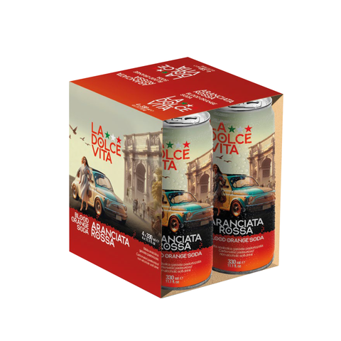 La Dolce Vita Blood Orange Soda, Pack of 4 [6 Pack per case]