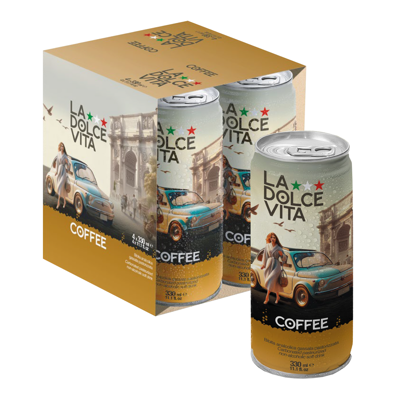 La Dolce Vita Coffee Soda, Pack of 4 [6 pack per case]