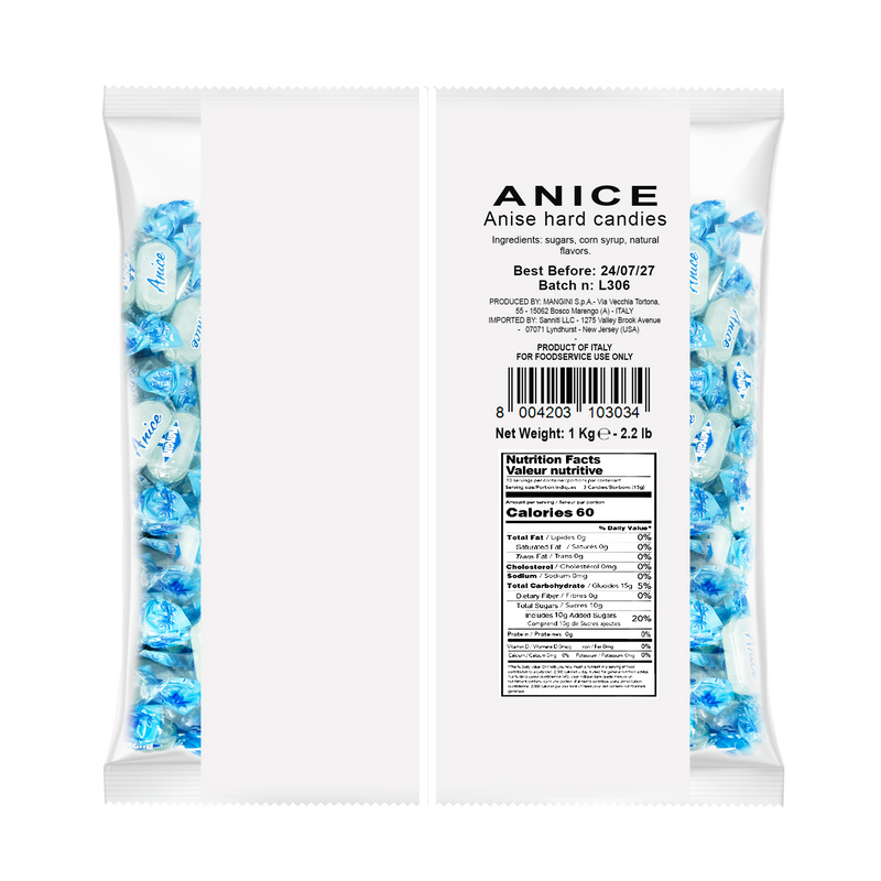 Mangini Anise Hard Candy, 2.2 Lbs [Pack of 6]