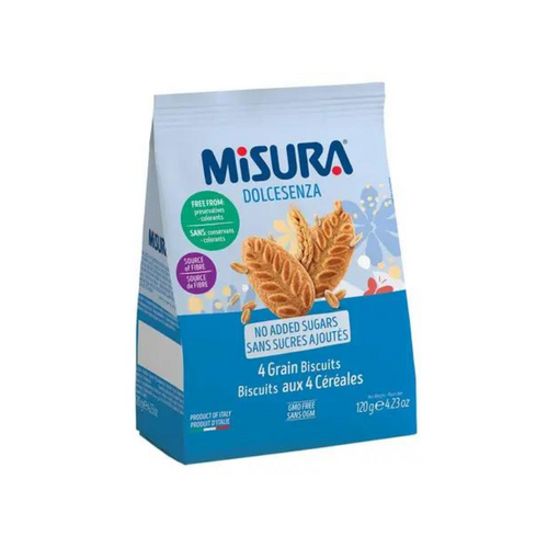 Misura Dolcesenza Four Grains Biscuits No Sugar Added, 4.2 oz [Pack of 12]