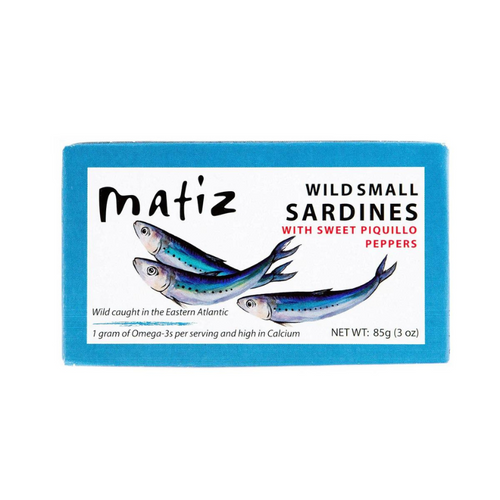 Matiz Gallego Small Sardines with Sweet Piquillo Peppers, 3 oz [Pack of 12]