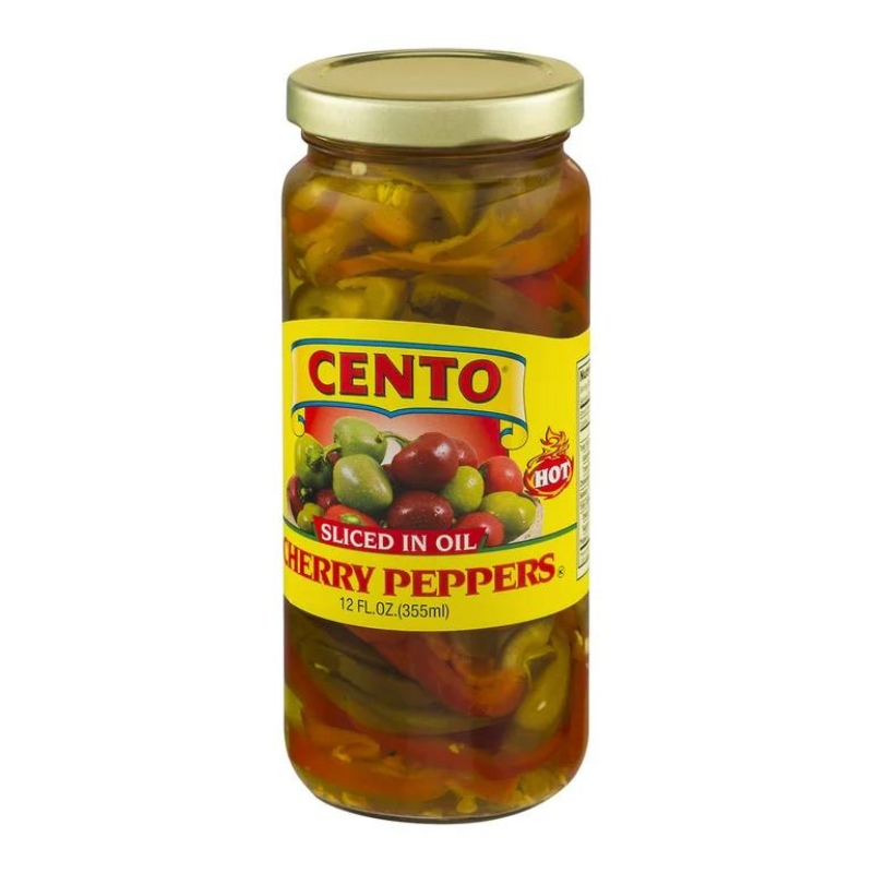 Cento Hot Sliced Cherry Peppers in Oil, 12 oz (355ml) [Pack of 12]