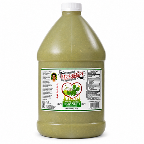 Marie Sharp's Nopal Green Habanero Hot Pepper Sauce, 1 Gallon [Pack of 4]