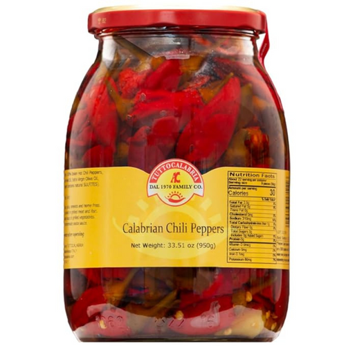 Tutto Calabria Hot Long chili Peppers, 950g [Pack of 6]