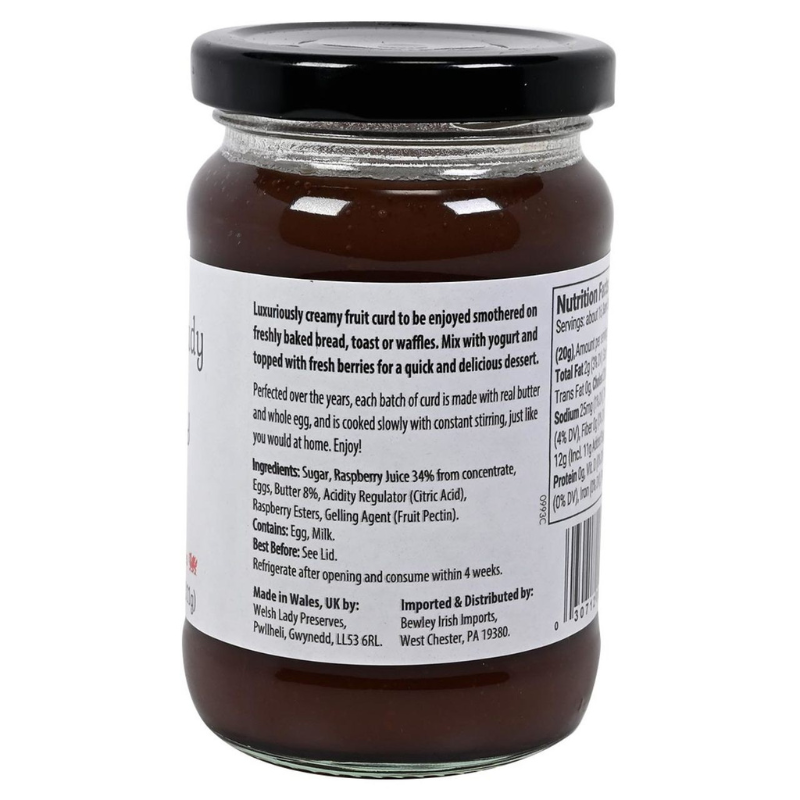 Welsh Lady Preserves All Butter Curd Raspberry, 11 oz [Pack of 6]