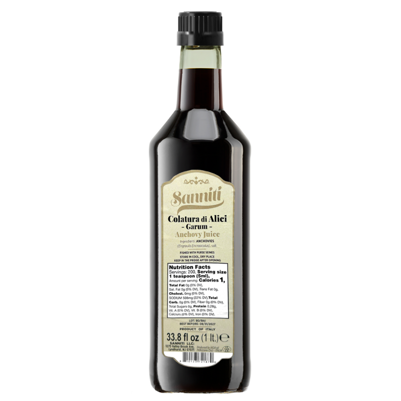 Sanniti Colatura di Alici Garum Anchovy Juice, 33.8 Fl Oz [Pack of 6]