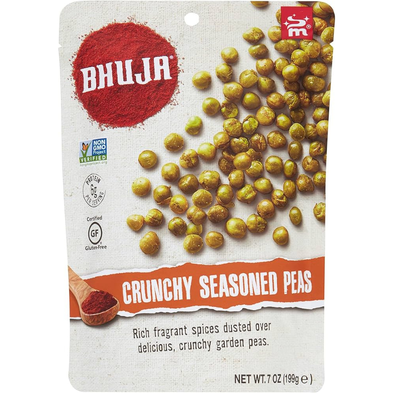 Bhuja Crunchy Seasoned Peas Gluten Free 7 oz (199g) [Pack of 6]