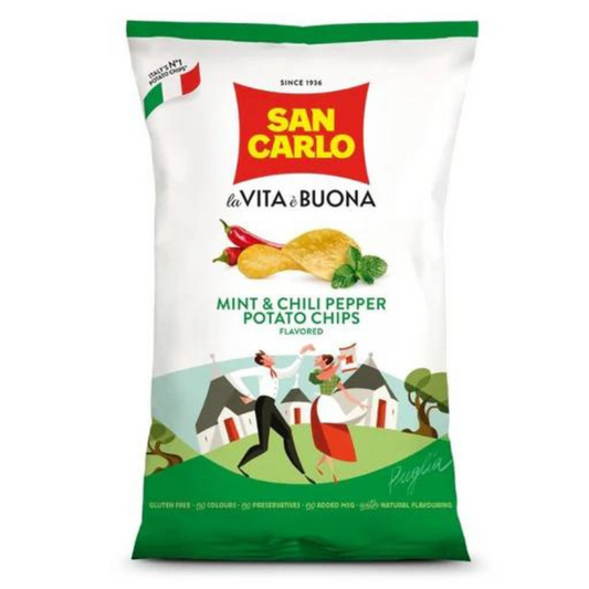 San Carlo Mint and Chili Pepper Potato Chips, 150g [pack of 16]