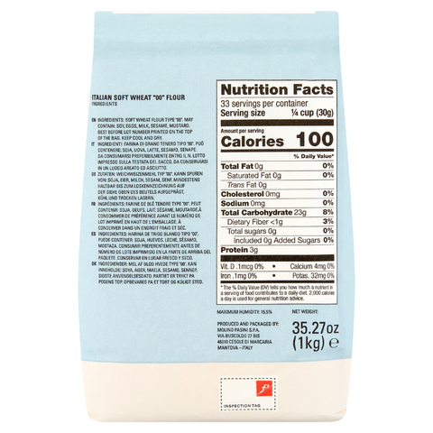 Molino Pasini Italian Soft Wheat "00" Pasta Flour, 2.2 Lb [Pack of 10]