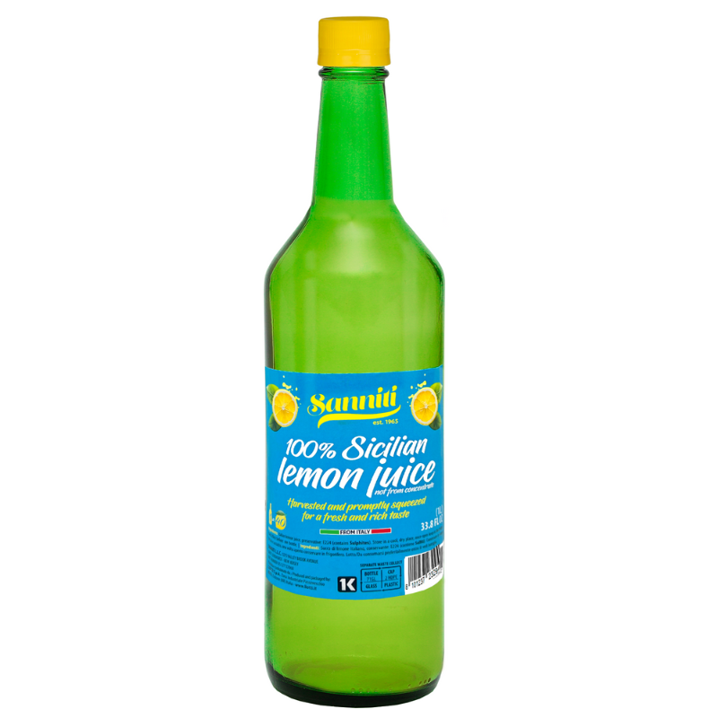 Sanniti 100% Sicilian Lemon Juice, 1 Liter [Pack of 12]