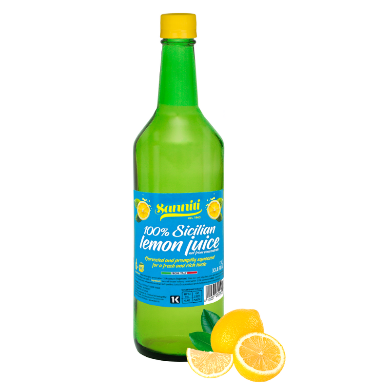 Sanniti 100% Sicilian Lemon Juice, 1 Liter [Pack of 12]