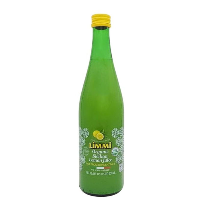 Limmi Organic Sicilian Lemon Juice Glass, 1 liter [Pack of 6]