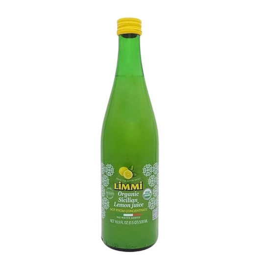 Limmi Organic Sicilian Lemon Juice Glass, 1 liter [Pack of 6]