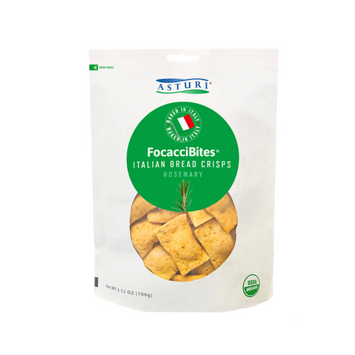 Asturi FocacciBites Italian Bread Crisps Rosemary, 3.53 oz [Pack of 12]