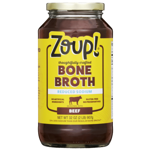 Zoup Reduced Sodium Beef Bone Broth, 32 oz [Pack of 6]