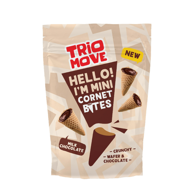 Trio Move Mini Cornet Milk Chocolate, 2.65 oz [Pack of 12]