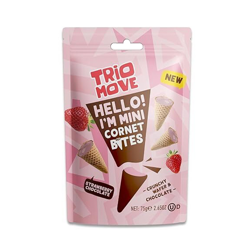 Trio Move Mini Cornet Strawberry Chocolate, 2.65 oz [Pack of 12]