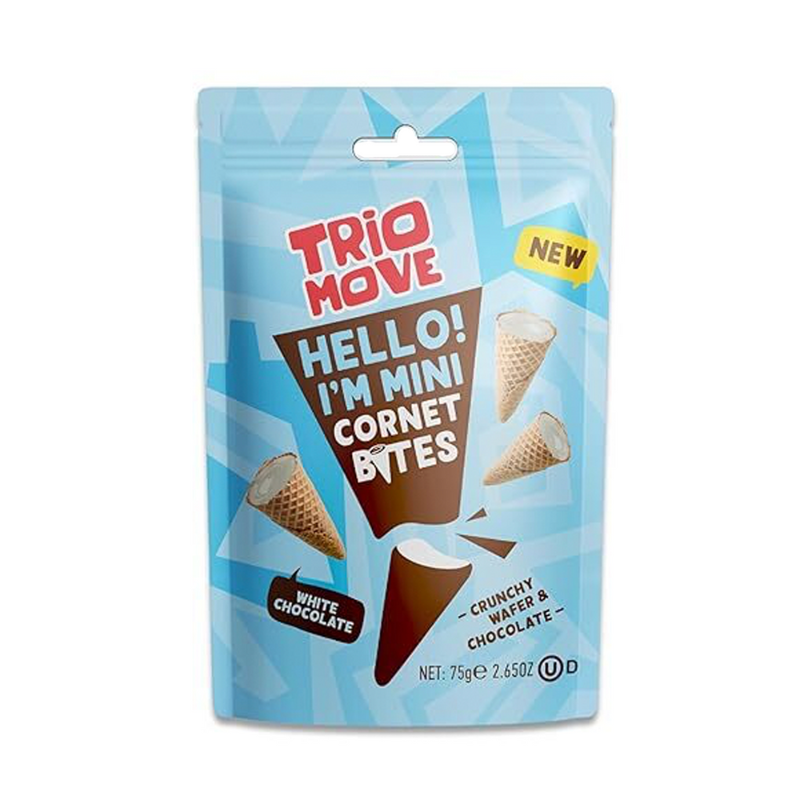 Trio Move Mini Cornet White Chocolate, 2.65 oz [Pack of 12]