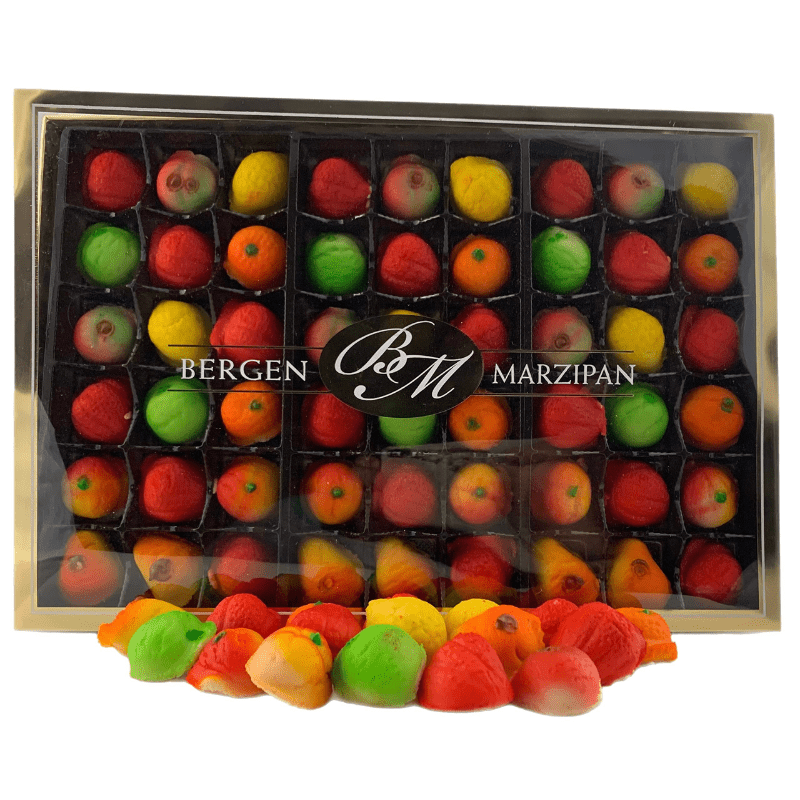 Bergen Marzipan 54 Piece Assorted Fruit Box, 25 oz [Pack of 8]