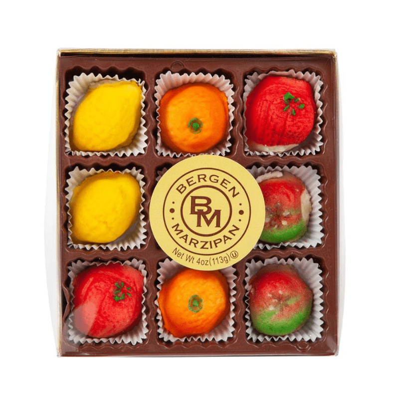 Bergen Marzipan 9 Piece Assorted Fruit Box, 4 oz [Pack of 24]