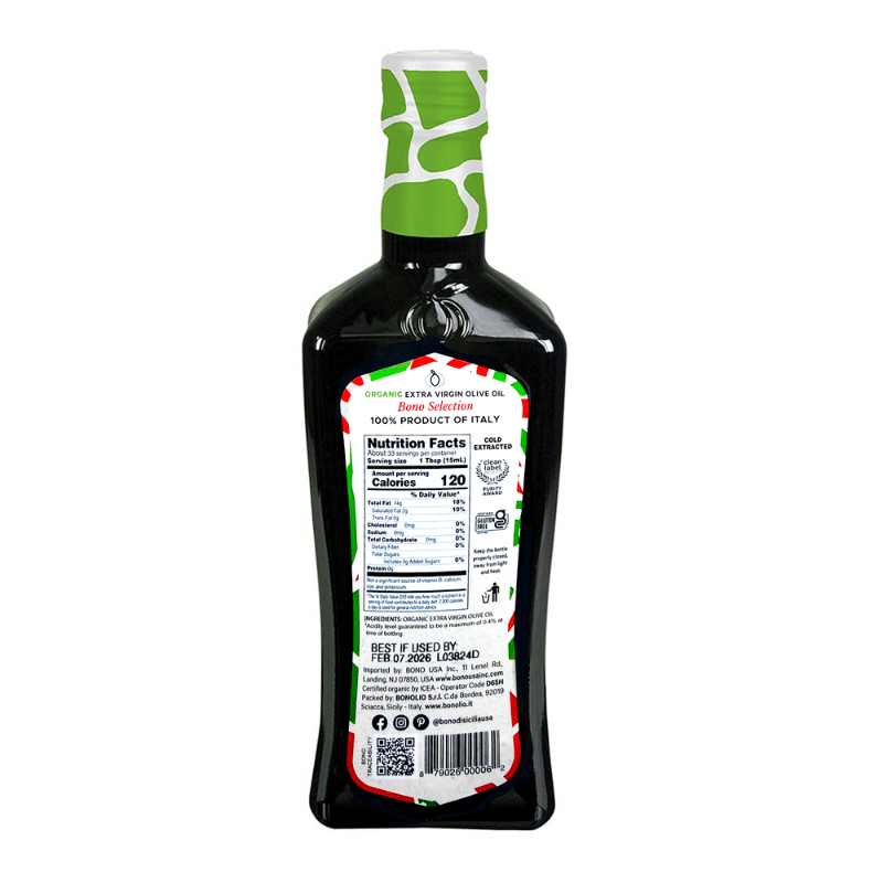 Bono Italian Selezione Organic Extra Virgin Olive Oil, 16.9 oz [Pack of 6]