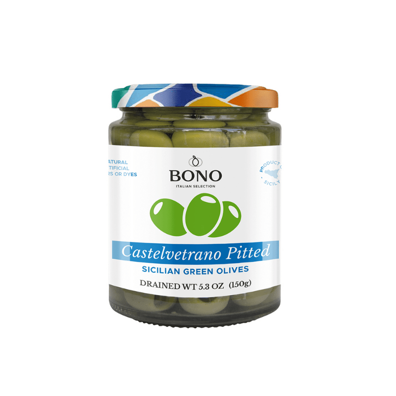 Bono Sicilian Castelvetrano Pitted Green Olives, 5.3 oz [Pack of 6]