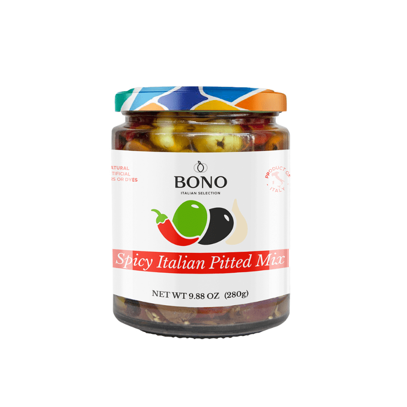 Bono Spicy Italian Pitted Mix in Olive Oil, 9.88 oz [Pack of 6]