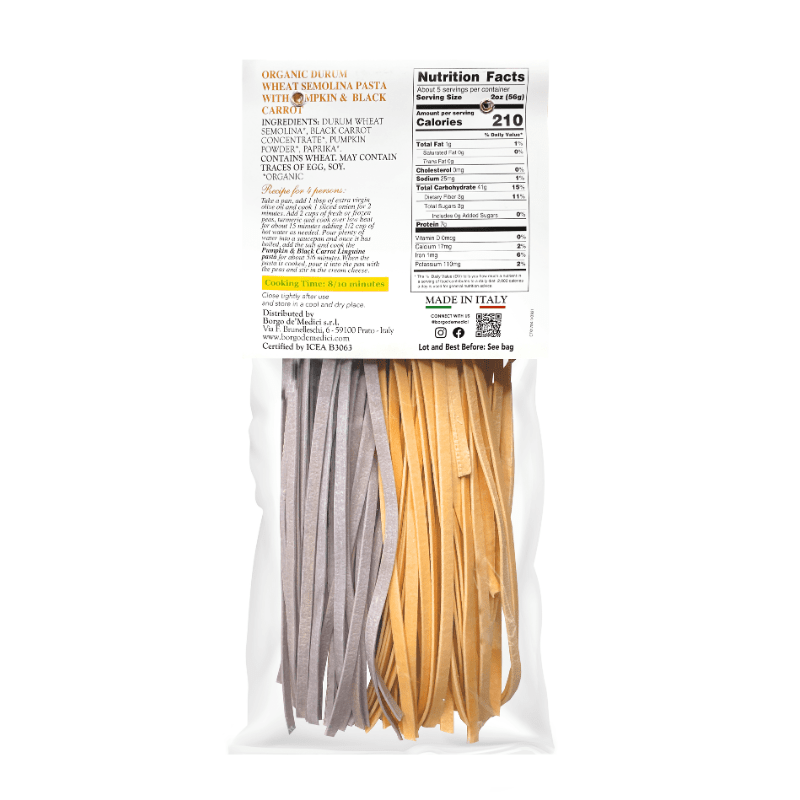 Borgo de' Medici Pumpkin and Black Carrot Linguine Pasta, 8.8 oz Pasta & Dry Goods Borgo de Medici 