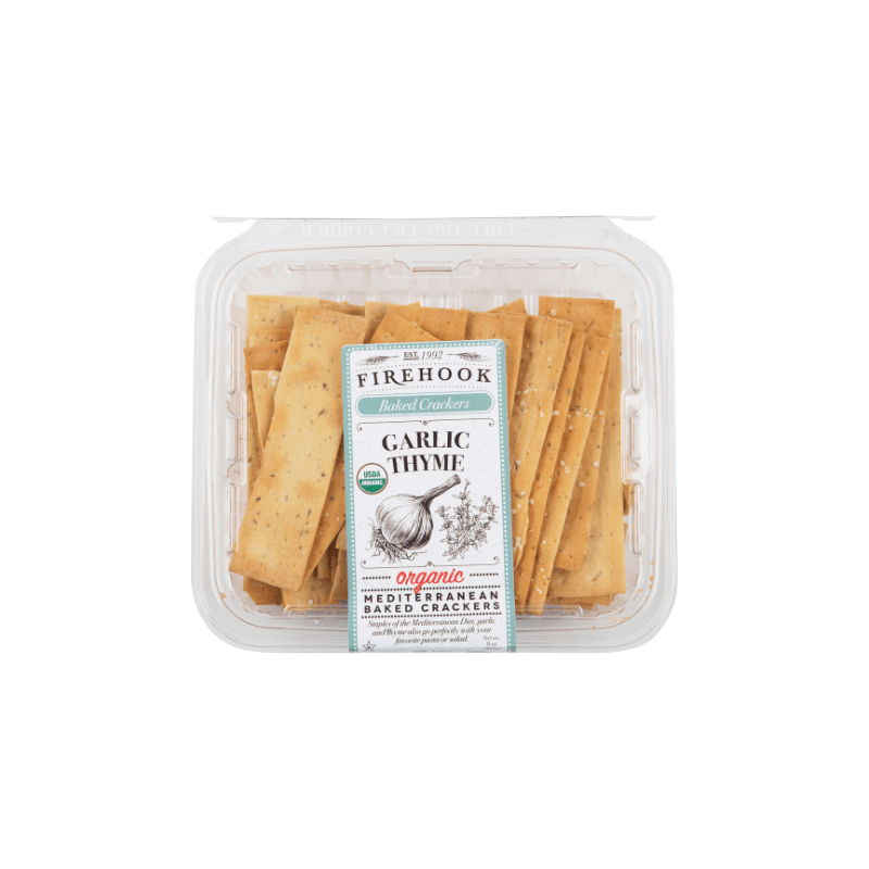 Firehook Organic Garlic Thyme Baked Crackers, 8 oz [Pack of 12]