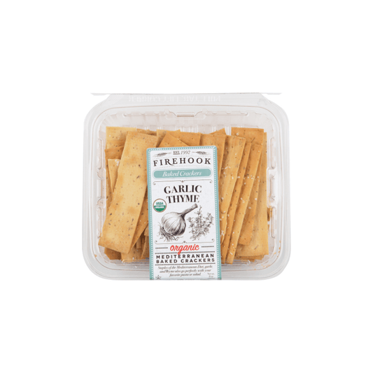 Firehook Organic Garlic Thyme Baked Crackers, 8 oz [Pack of 12]