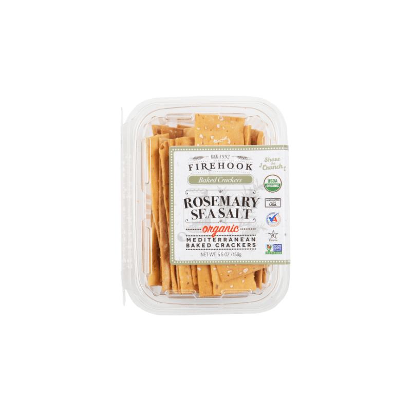 Firehook Organic Rosemary Sea Salt Baked Crackers, 5.5 oz [Pack of 8]