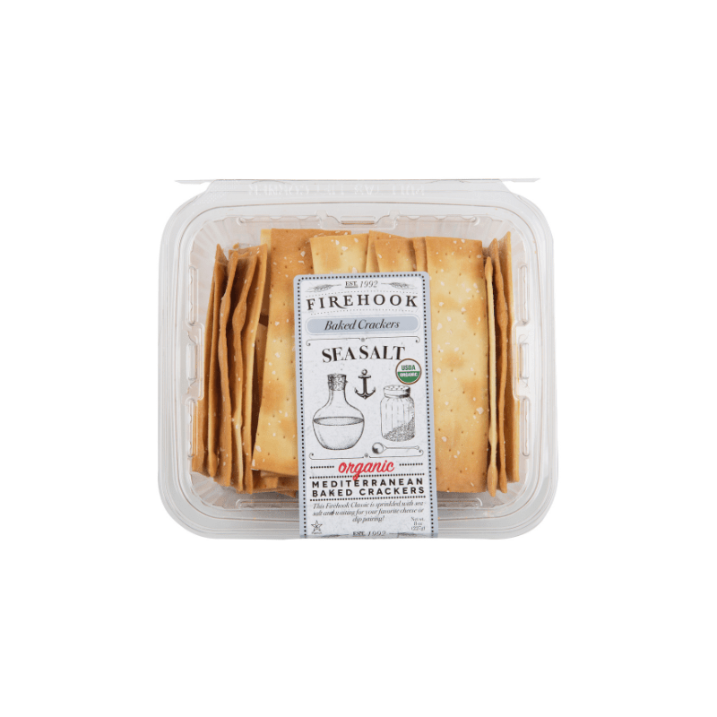 Firehook Organic Sea Salt Baked Crackers, 8 oz [Pack of 12]