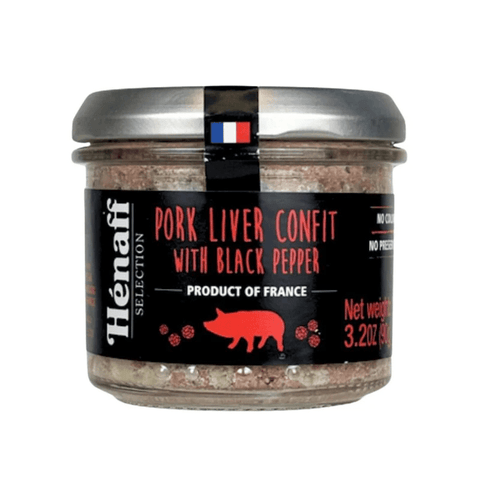 Henaff Pork Liver Confit with Black Pepper, 3.2 oz [Pack of 12]
