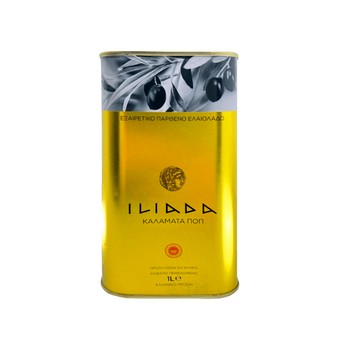 Iliada Kalamata Extra Virgin Olive Oil PDO, 1 Liter [Pack of 12]