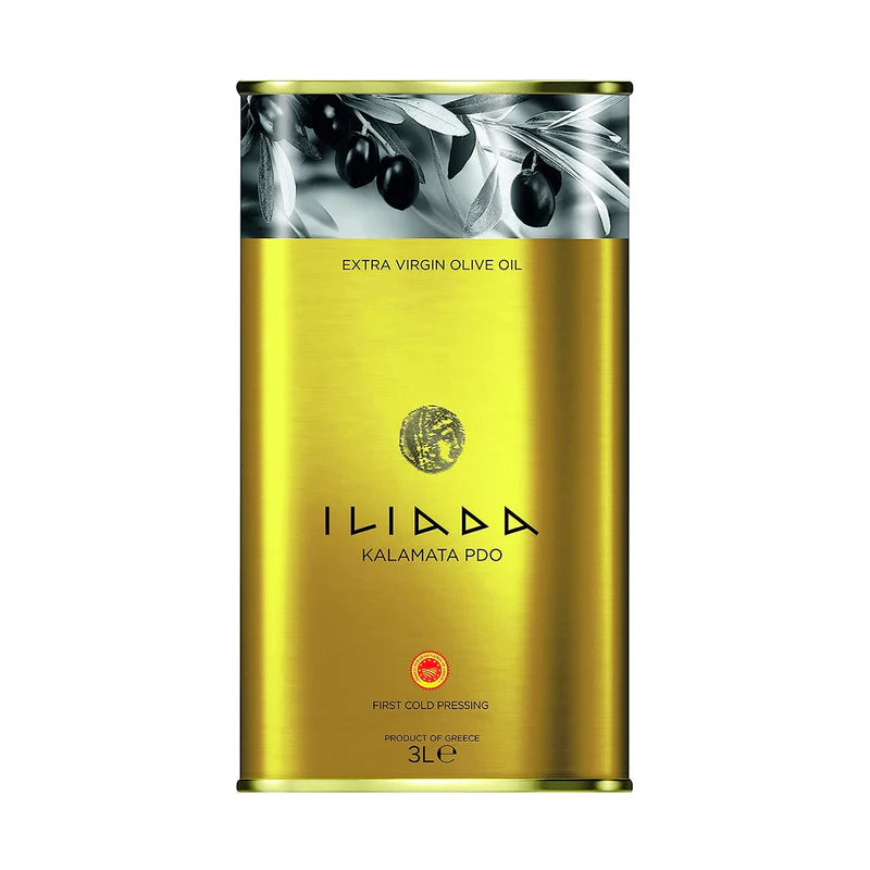 Iliada Kalamata Extra Virgin Olive Oil PDO, 3 Liters [Pack of 4]