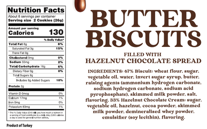 Just The Fun Bite Butter Biscuits Filled with Hazelnut Chocolate Spread, 7 oz [Pack of 6]