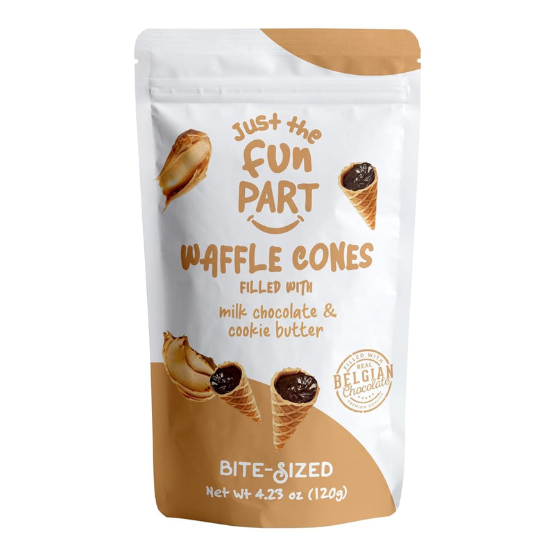 Just the Fun Part Cookie Butter & Milk Chocolate Waffle Cones, 4.3 oz [Pack of 6]