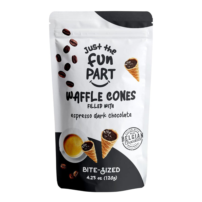 Just the Fun Part Espresso Dark Chocolate Waffle Cones, 4.3 oz [Pack of 6]