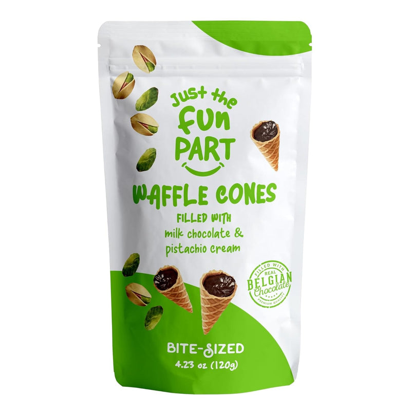 Just the Fun Part Pistachio Cream & Milk Chocolate Waffle Cones, 4.3 oz [Pack of 6]