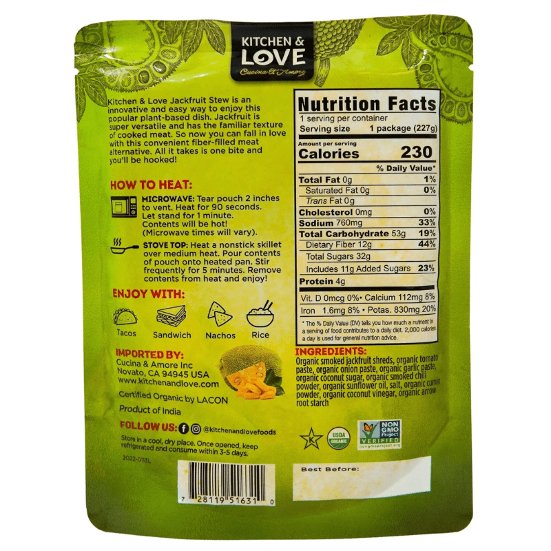 Kitchen & Love Sweet BBQ Organic Pulled Jackfruit, 8 oz Pantry Kitchen & Love 